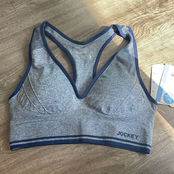Jockey Medium Support Seamless Deep Plunge Bra-Blue-small - Picture 1 of 3